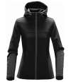 KSH-1W Stormtech Ladies Orbiter Hooded Soft Shell Jacket Black / Dolphin colour image